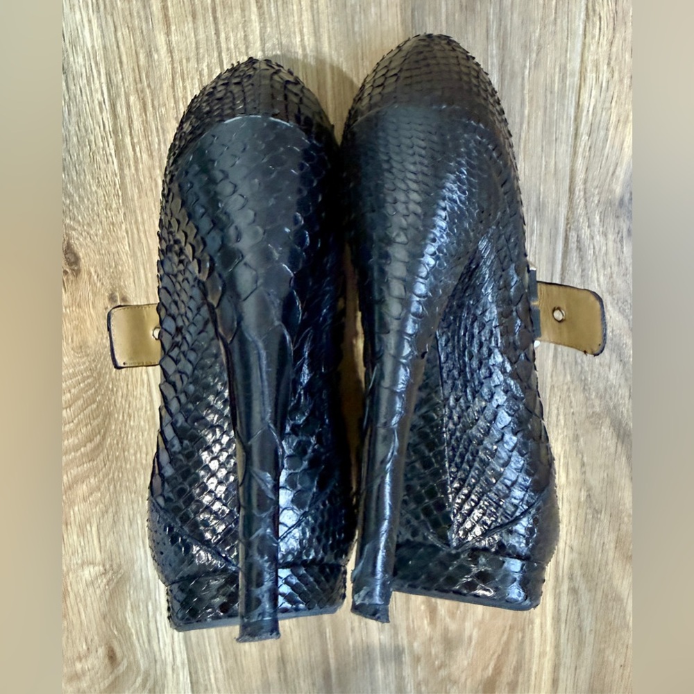 Massimo Dogama Black Python-Embossed Leather Plat… - image 7